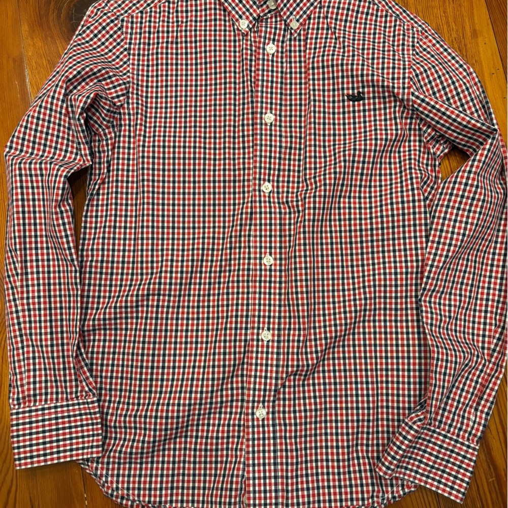 Southern Marsh Red and Black Plaid Button Down Shirt